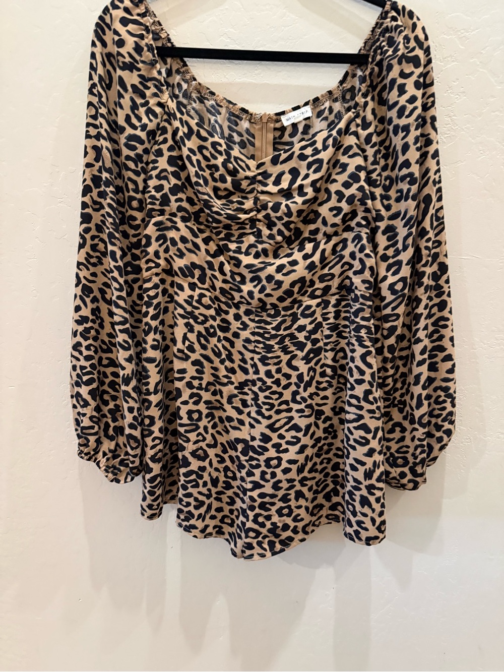 Main Strip Leopard Print Blouse in Tan and Black
